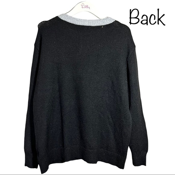 Staccato Black & Cream Chevron Stripe Color Block Pull On Sweater Size Medium - Picture 9 of 16